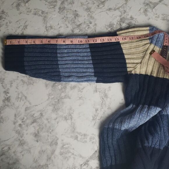 Blue and White Turtleneck Sweater - Picture 7 of 7